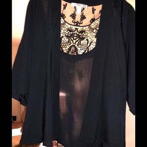 Forever 21 Black Kimono With Back Lace Insert